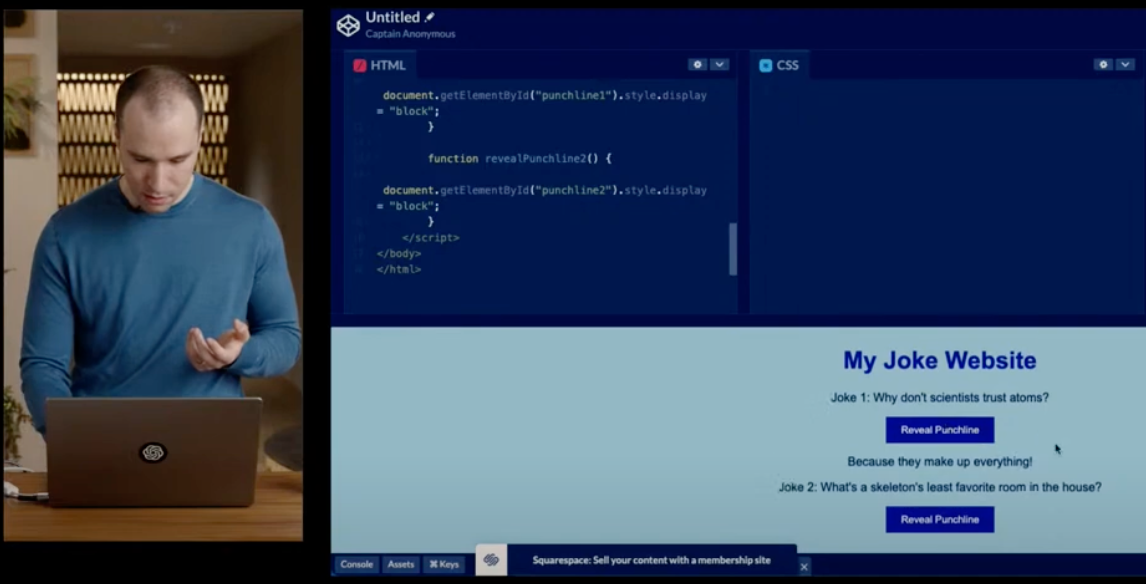 El sitio web completamente funcional que GPT-4 genera en respuesta