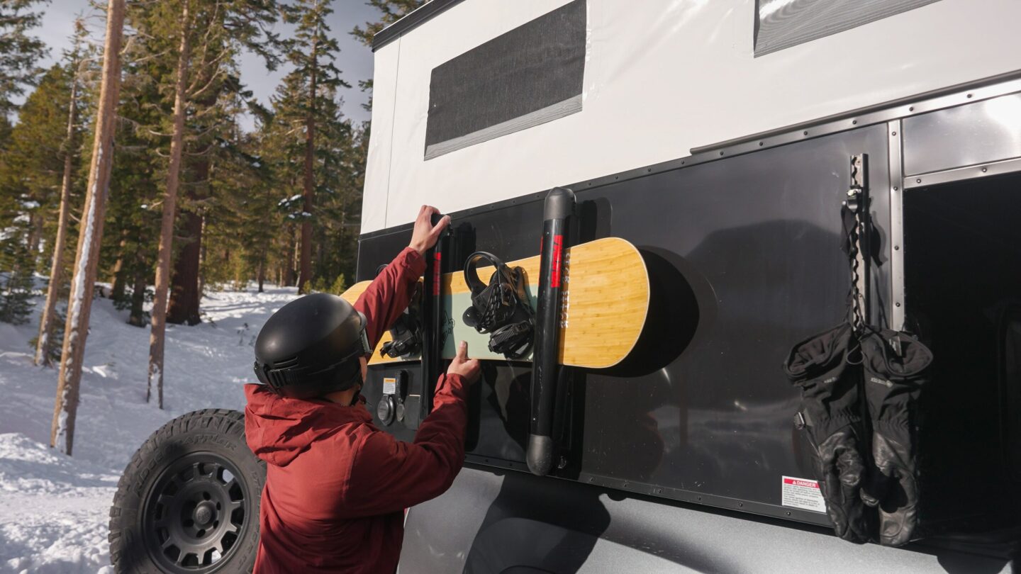Whether you're hitting the backcountry or a ski resort with parking lot camping, the CampOut can help create a cozy ski (or snowboard) lodge right off the slopes