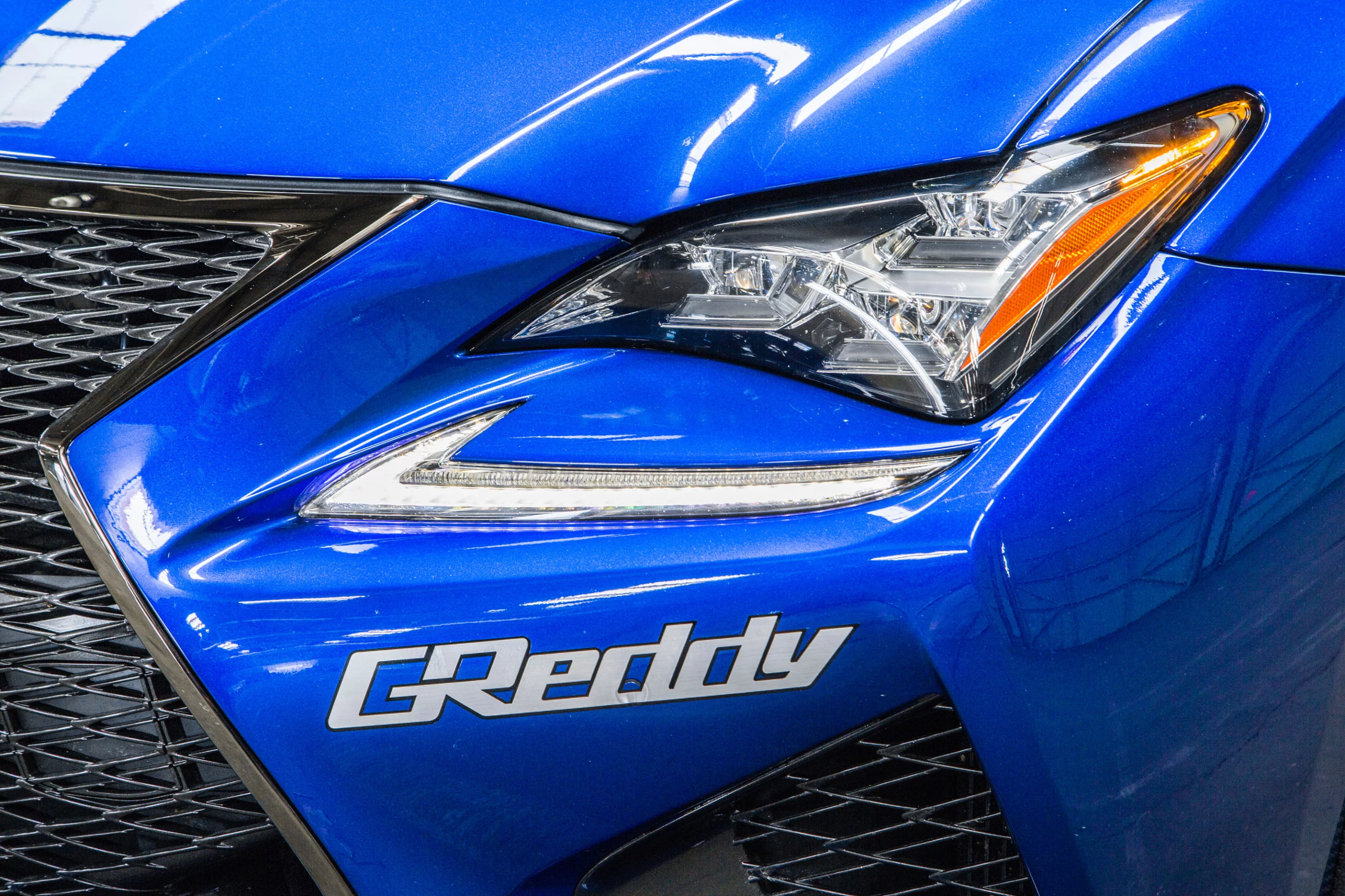 A GReddy air intake is another of the RC F's performance upgrades