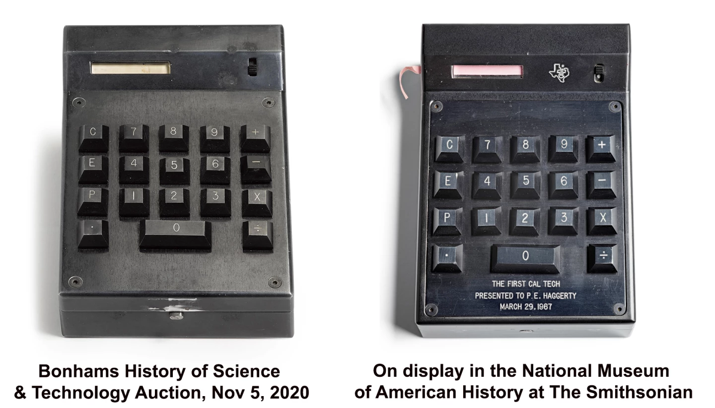 The only two known prototypes of the Texas Instrument Caltech - the first handheld calculator.