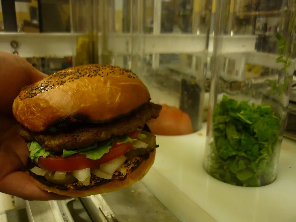 A machine-made hamburger