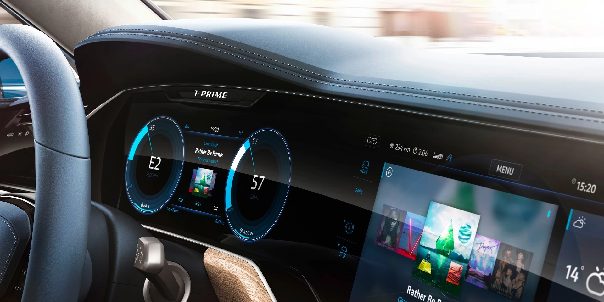 The Curved Interaction Area looks like one super-wide screen, but it's a separate infotainment display and digital instrument cluster