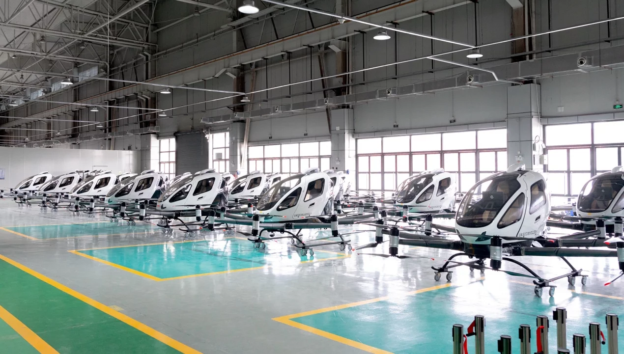 EHang prepares a delivery of 27 EH-216S pilotless eVTOLs