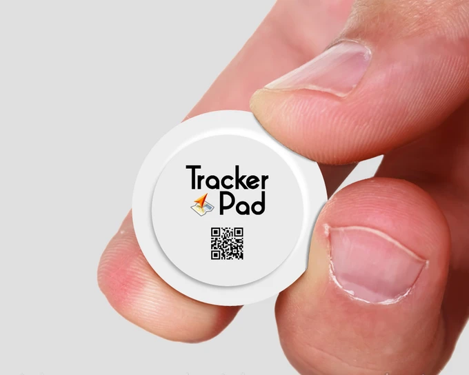The TrackerPad is a small GPS tracker with an adhesive rear
