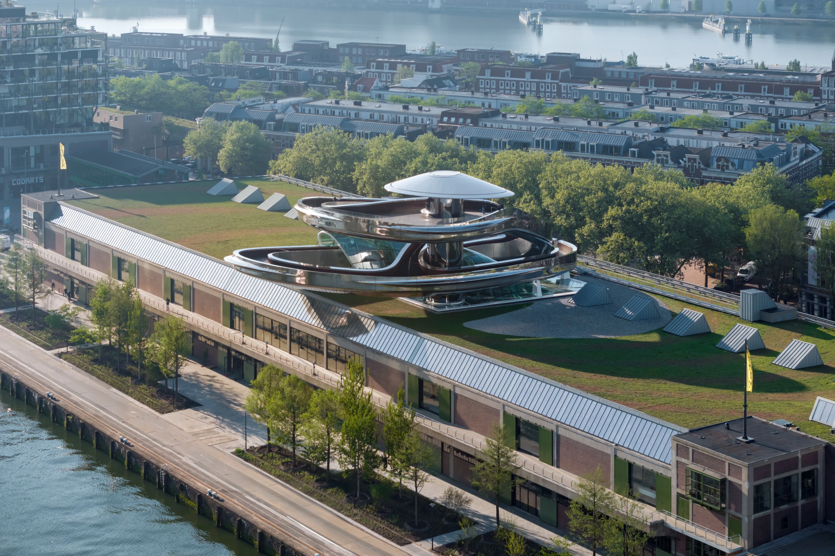 Fenix involved renovating a century old warehouse and modernizing it, including the addition of a green roof