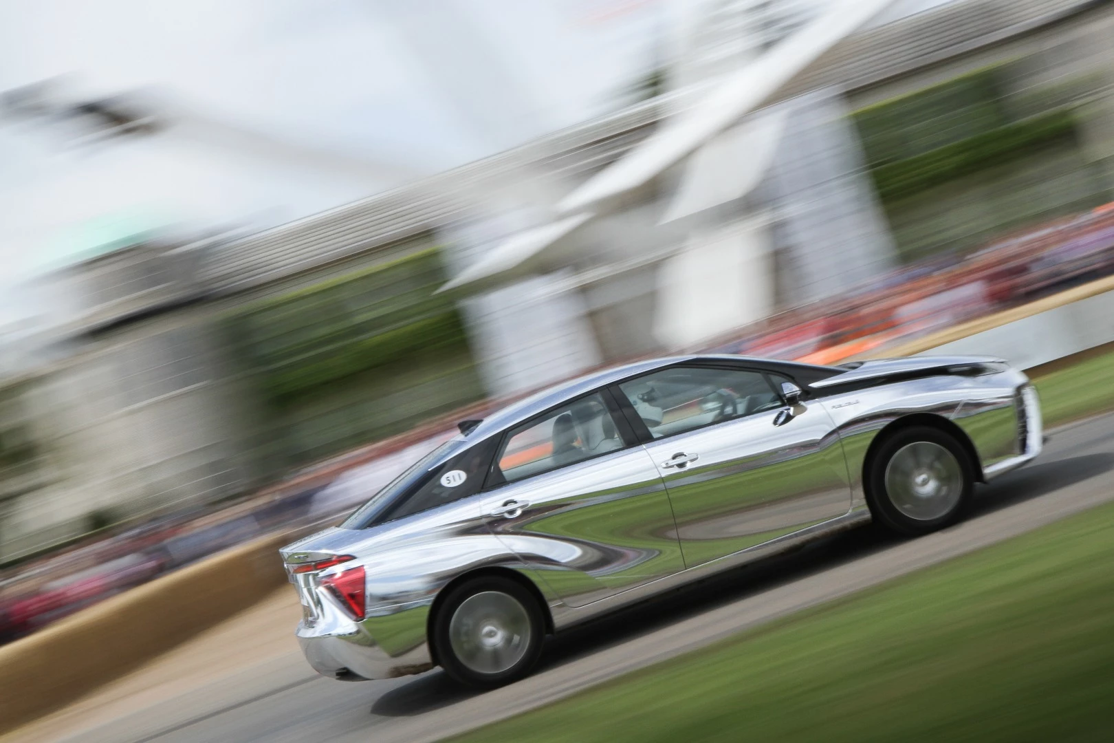 Toyota was keen to show of its hydrogen powered Mirai, so chose a bright chrome finish