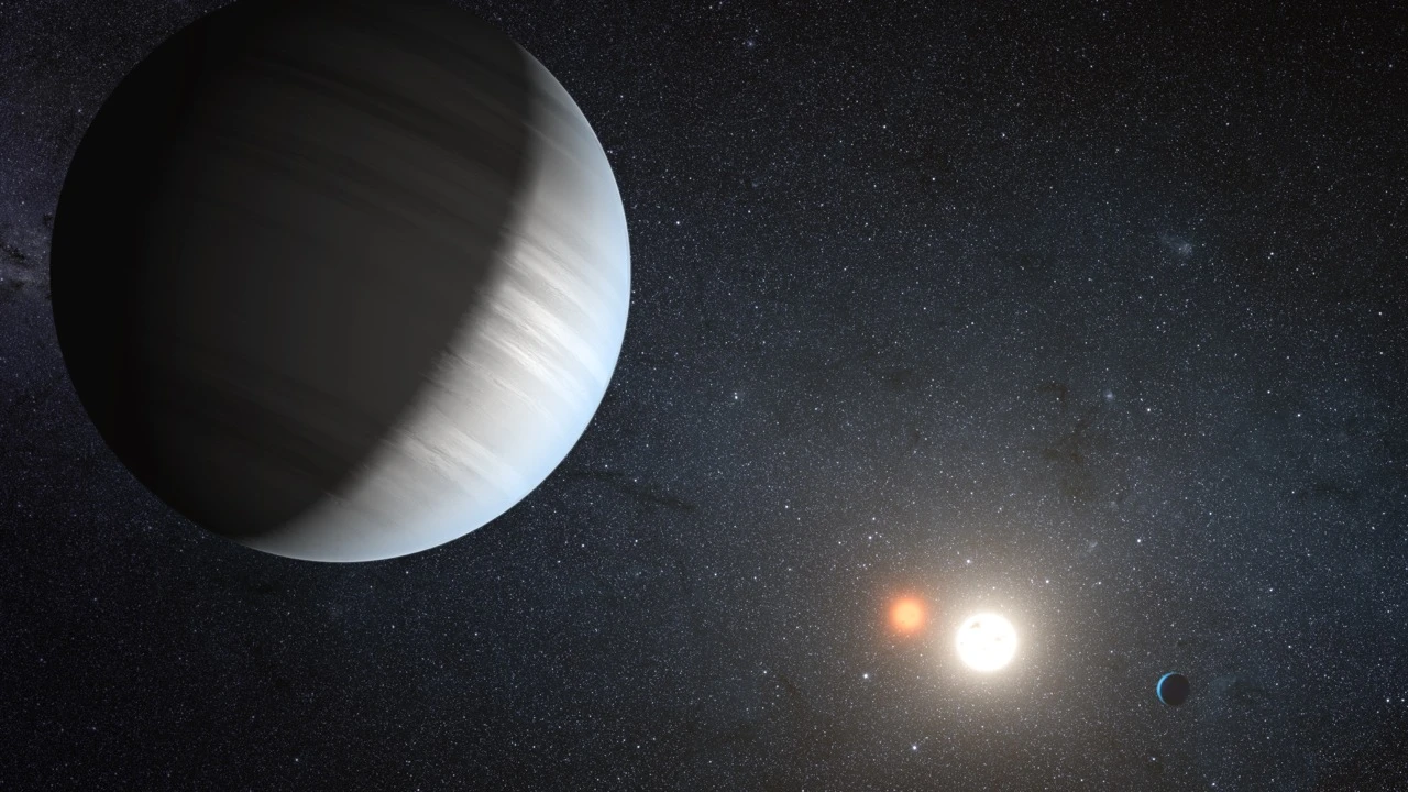 Artist's impression of Kepler-47, the first confirmed binary system with multiple planets (Image: NASA/JPL-Caltech/T. Pyle)