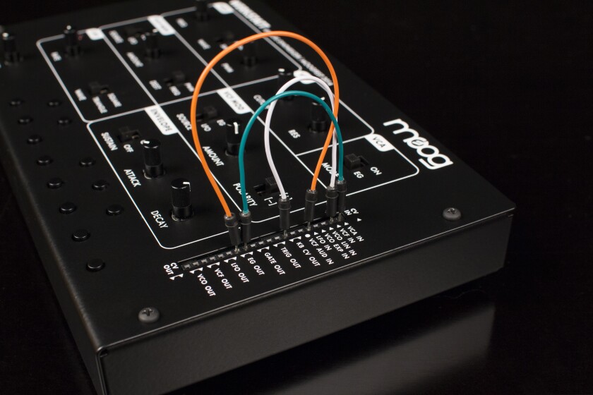 The unit features a breadboard-like patchable header and comes with patch cables that caters for control voltage experimentation.