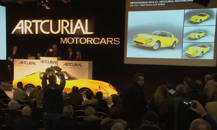 Another car with a spectacular French cinema provenance to cross the auction block at Artcurial's Friday auction was a 1966 long nose Ferrari 275 GTB/2 originally owned by Roger Vadim and subsequently by Jane Fonda.