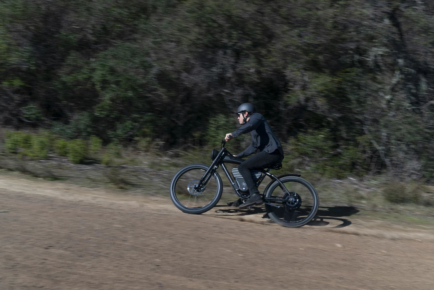 The 72-volt Scrambler model offers five levels of torque-sensing pedal-assist plus thumb throttle