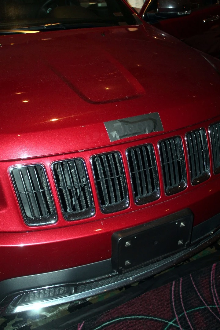 A masked over logo greets would-be vehicle hackers at DEF CON's vehicle hacking village