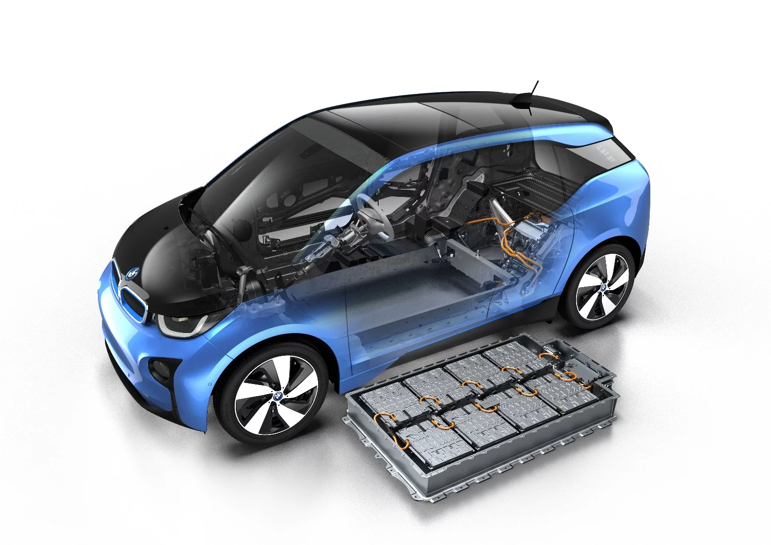 The 2017 BMW i3 uses a larger 33-kWh lithium-ion battery (vs the 22-kWh battery in earlier models)