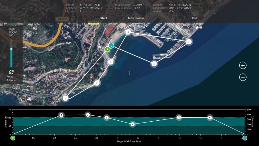 Using the OperationCenter app to set the flight path