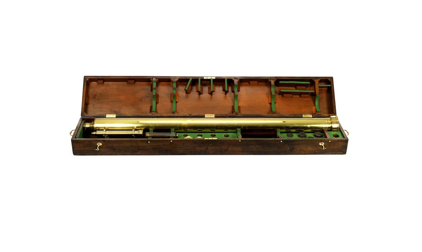 A 4 1/2-inch J. Lancaster & son brass refracting telescope on stand, English, late 19th century