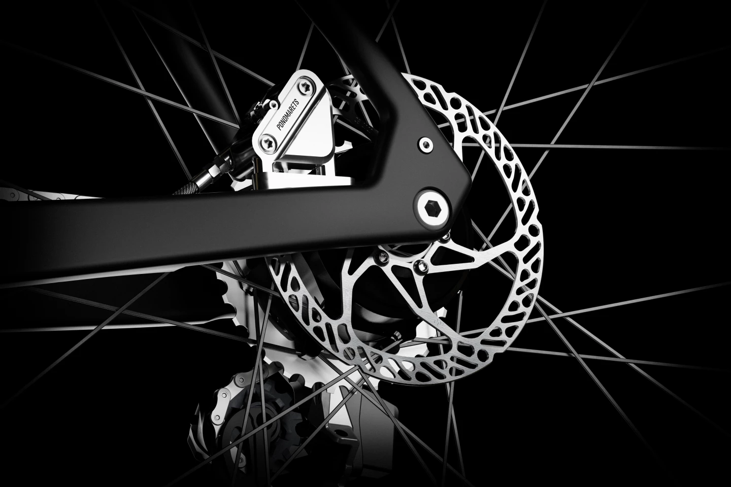 Ponomarets has developed its own dual-piston braking system, in collaboration with Switzerland's 612 Parts and Belgium's VoyagerCo