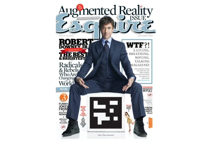 Esquire's December edition invites the reader to download special software which allows the magazine to interact with a PC via webcam