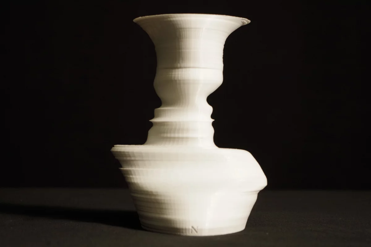 Can't see the faces in this photo? Check out the shape of the black background where it meets either side of the vase