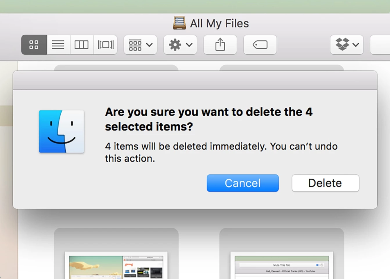 Skip the Trash folder to delete files in an instant