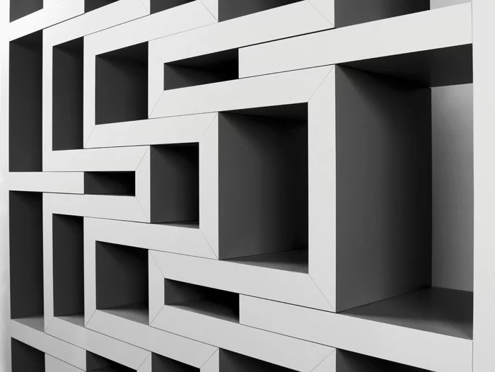 At full stretch the REK is a matrix of cubby holes of varying heights