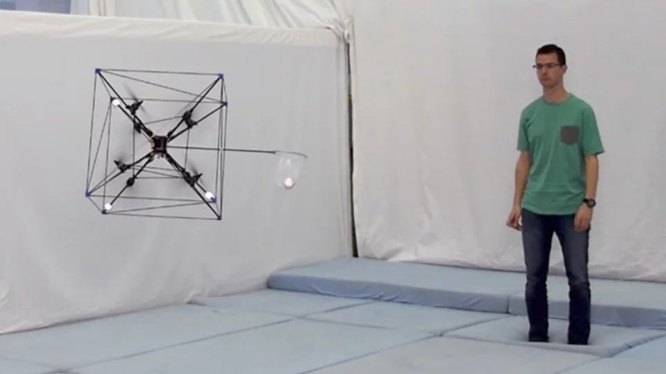 The new octocopter design positions the rotors at different angles to allow the drone to independently control its thrust in three dimensions