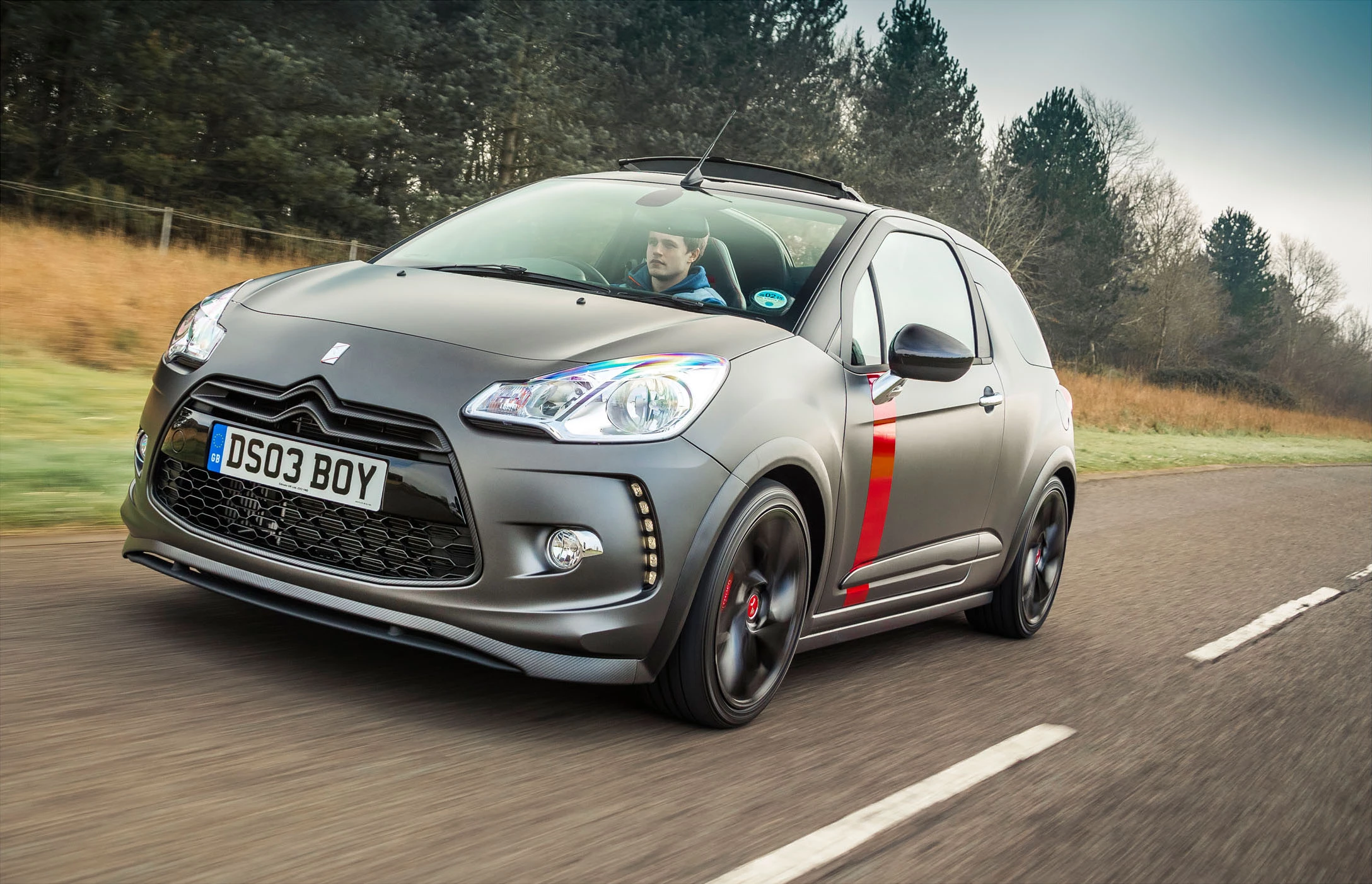 The DS3 Cabrio Racing's turbocharged 1.6-litre four delivers 30% more power and 15% more torque than the standard THP 155 unit for a 0-100 km/h time of 6.5 seconds and a top speed of 233 km/h (145 mph)