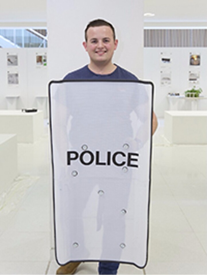 Ben Palmer with his shield