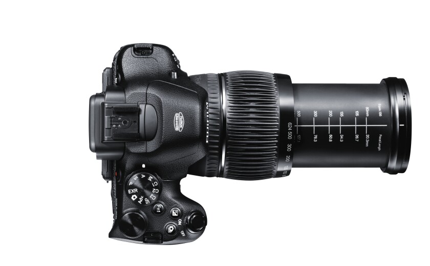 Top view of the new X-S1 superzoom - featuring PASM exposure control, hot shoe mount and a 26x optical zoom lens