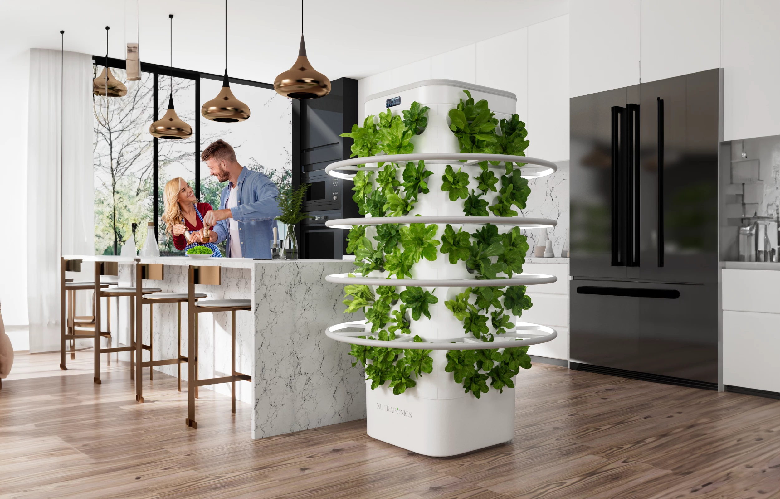 The Nutraponics Garden Tower is being made available as a three-tier unit that supports up to 60 plants, and a five-tier model for up to 100 plants