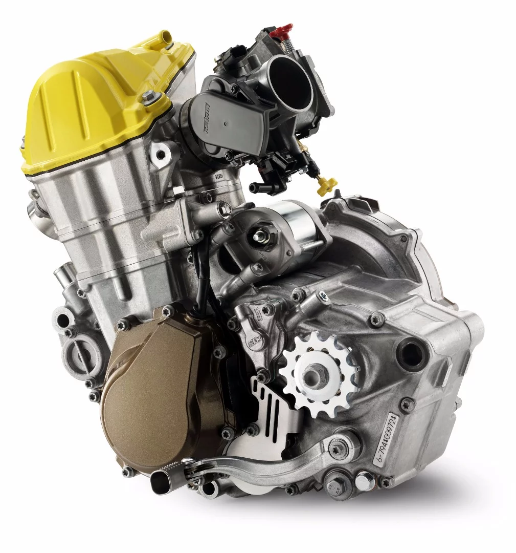 Once a KTM motocross engine, it lost weight, gained power, inherited a new five-speed gearbox and is set to chase racing glory with the 2016 Husqvarna FS 450