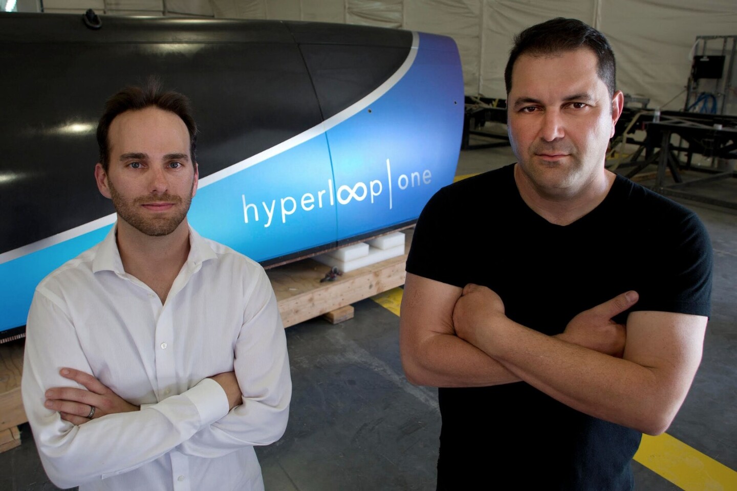 Hyperloop One co-founders Josh Giegel (left) and Shervin Pishevar
