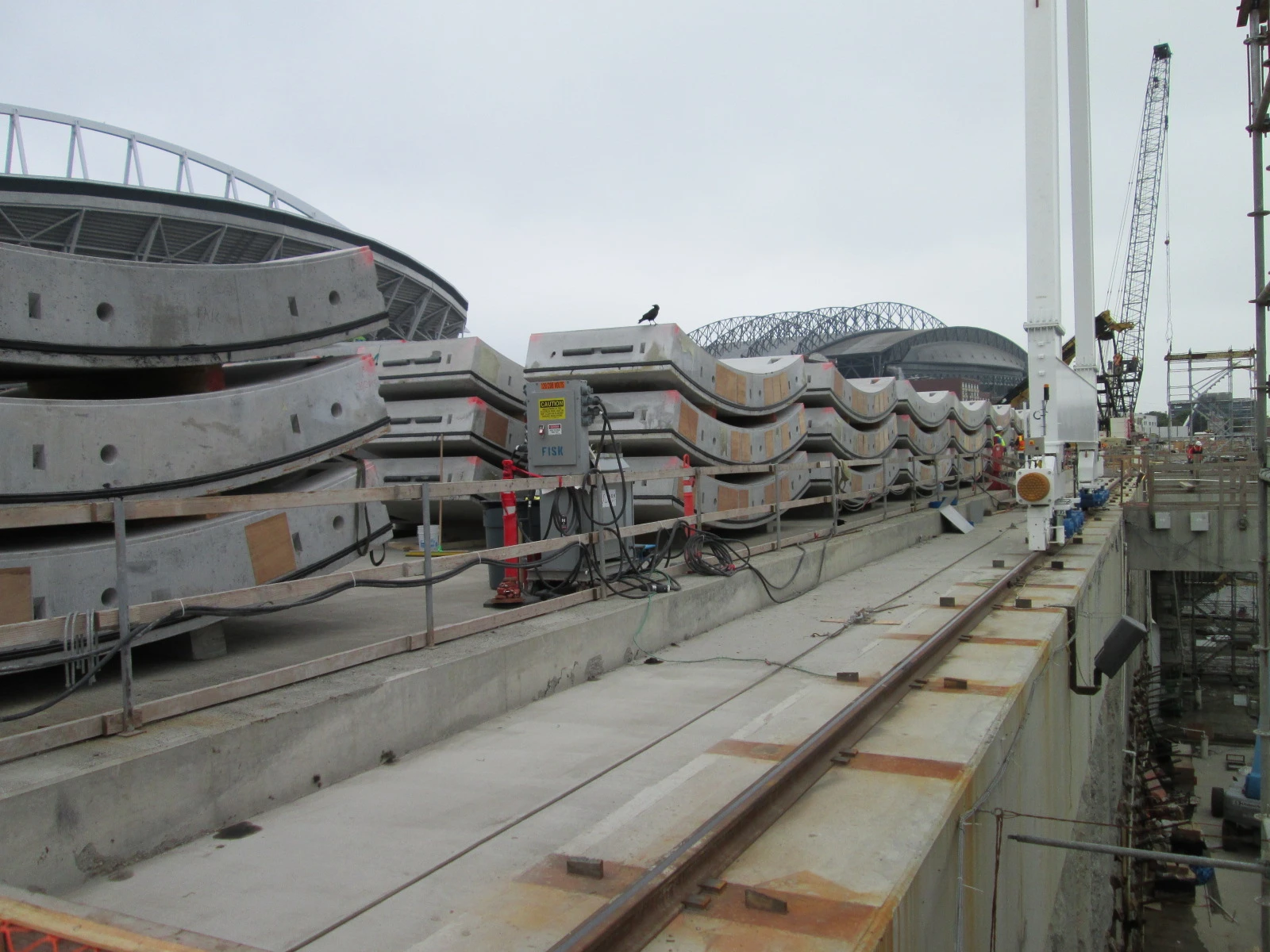 Concrete panels waiting by the launch pit (Image: Gizmag)