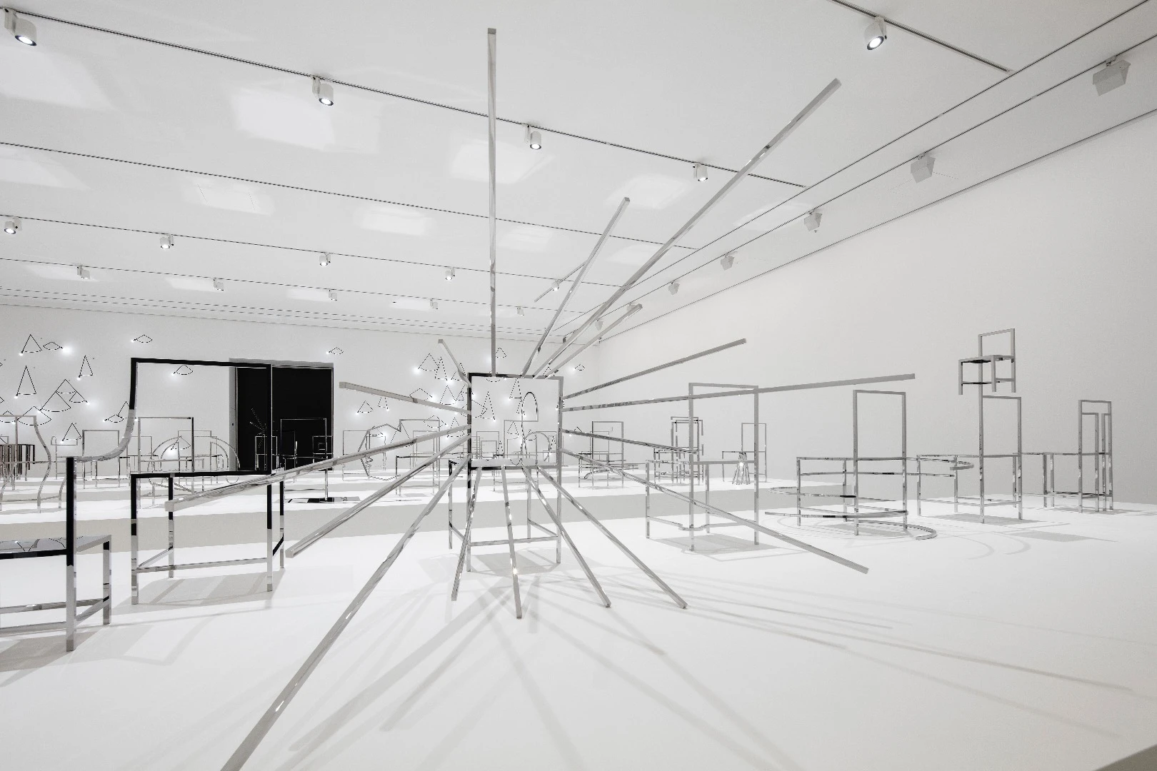 Installation view of Nendo, Manga chairs, 2015 on display in NGV Triennial at NGV International, 2017