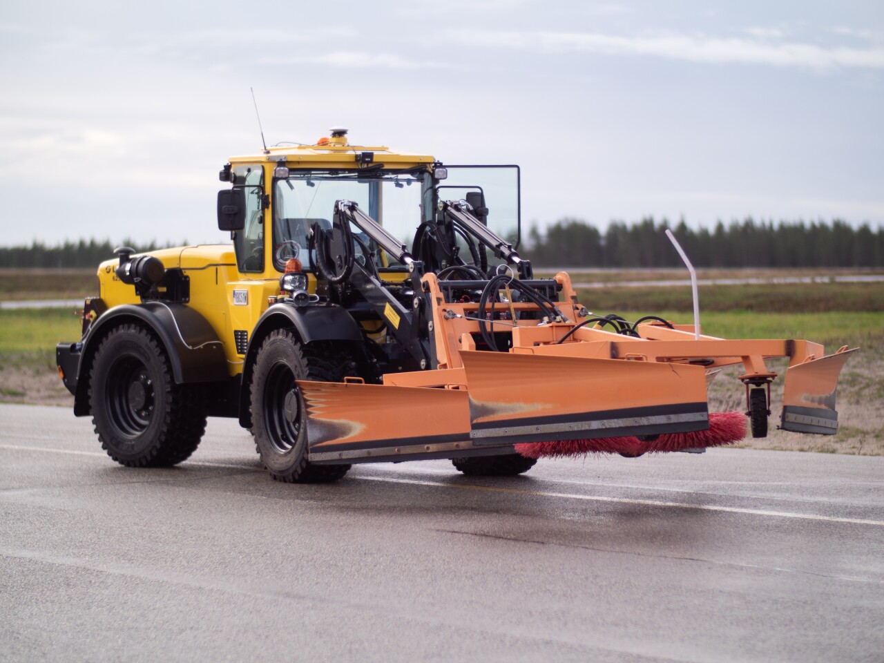 The landing lights scrubber is attached to an automated snow plow