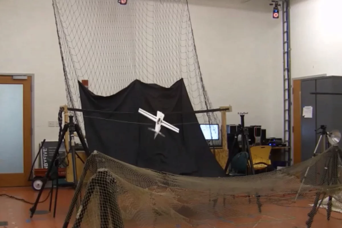 In this lab setup, the glider is able to locate and perch in front of a power line