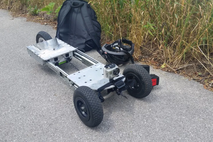 The Mountain-Slider can collapse down to fit in a backpack between rides