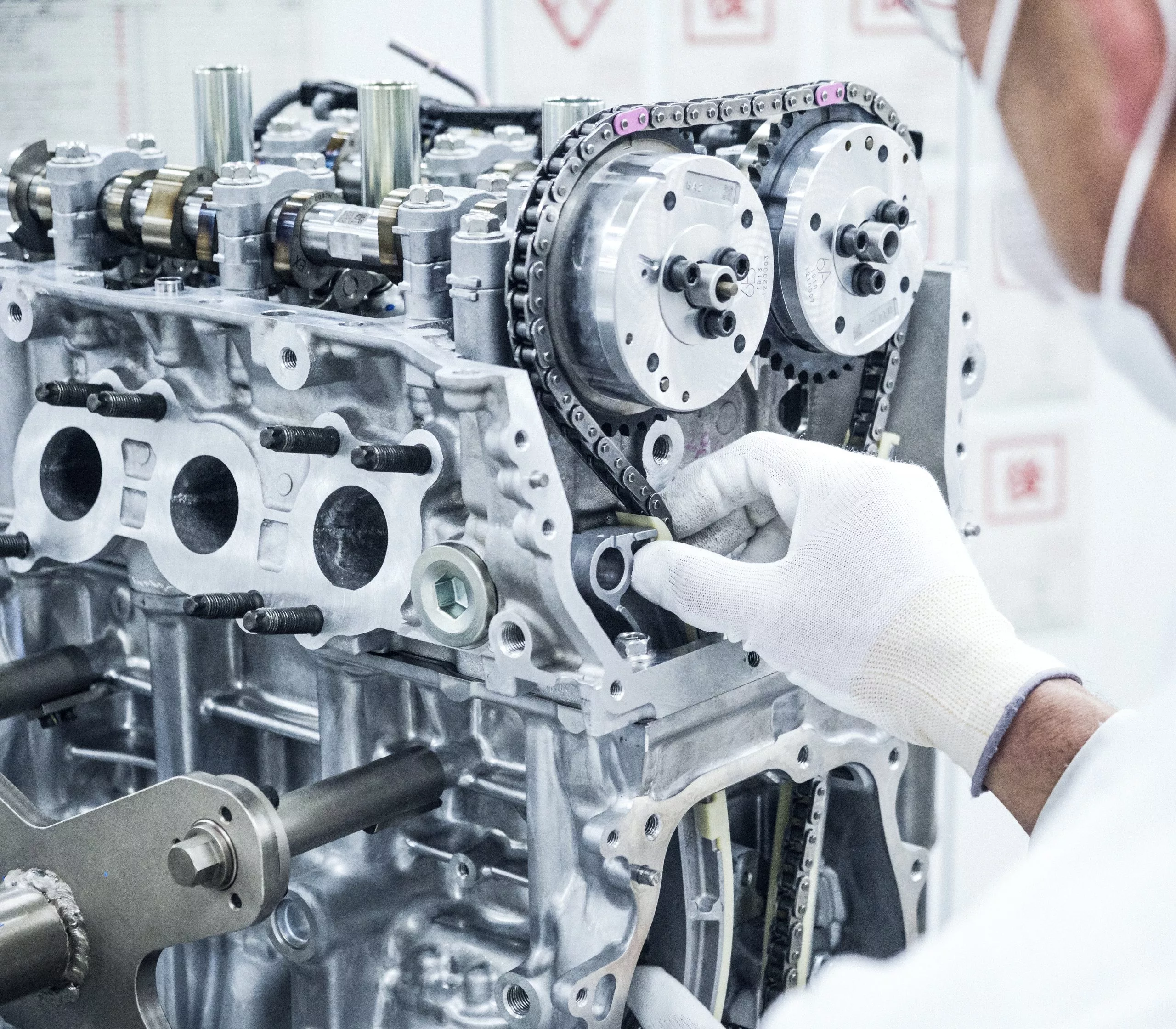 The 1.6-liter engine for the GR Corolla is hand-built at Toyota's Motomachi Plant in Japan