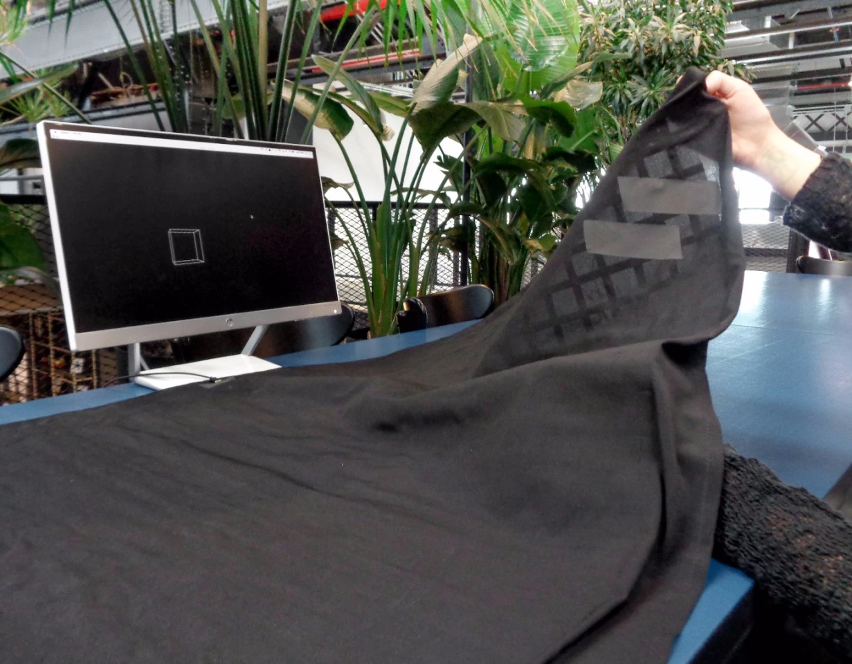 You can clearly see the X/Y grid pattern created by the Textile Touchpad's conductive fabric strips
