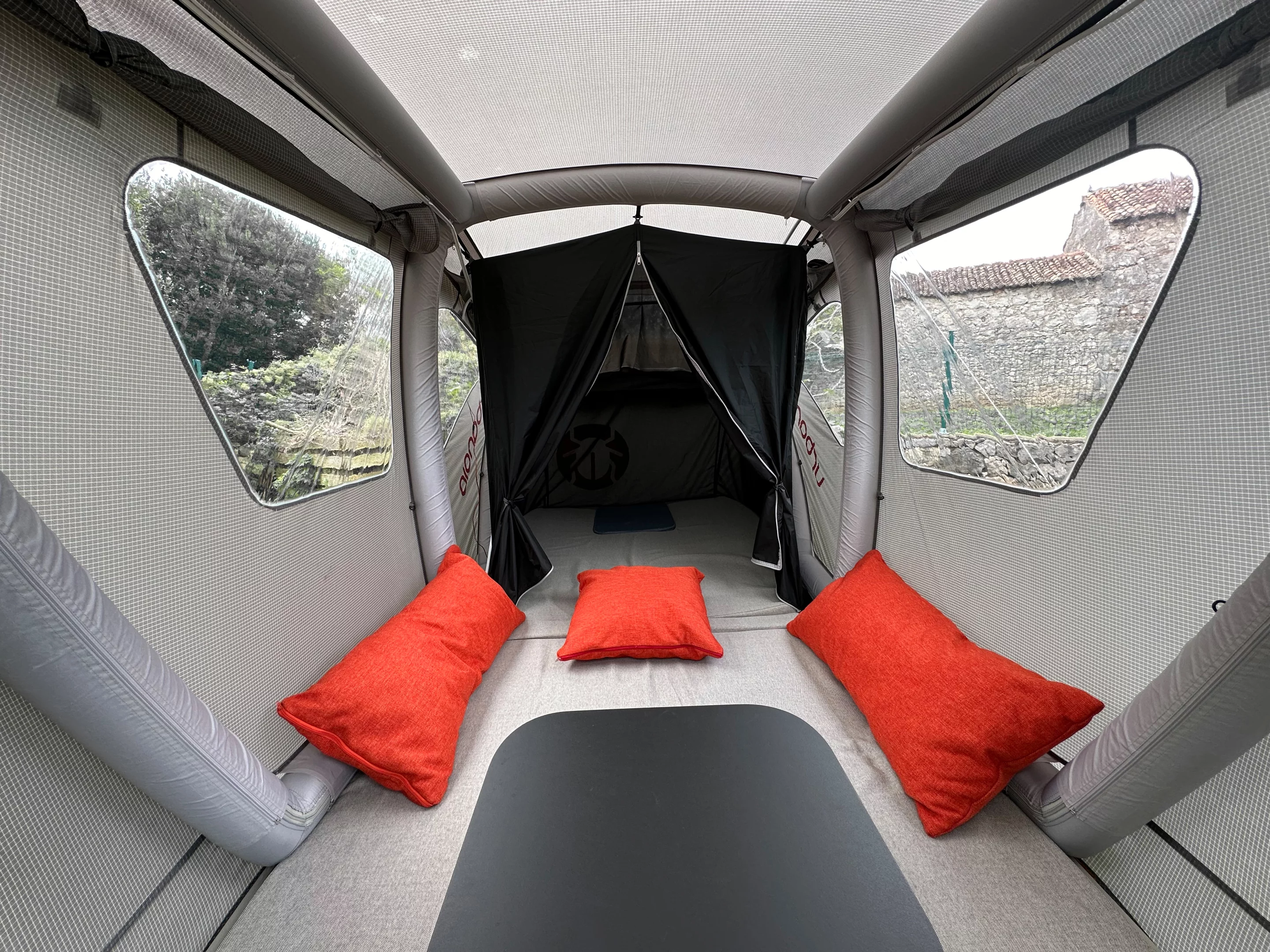 A look at the bedroom area of the tent