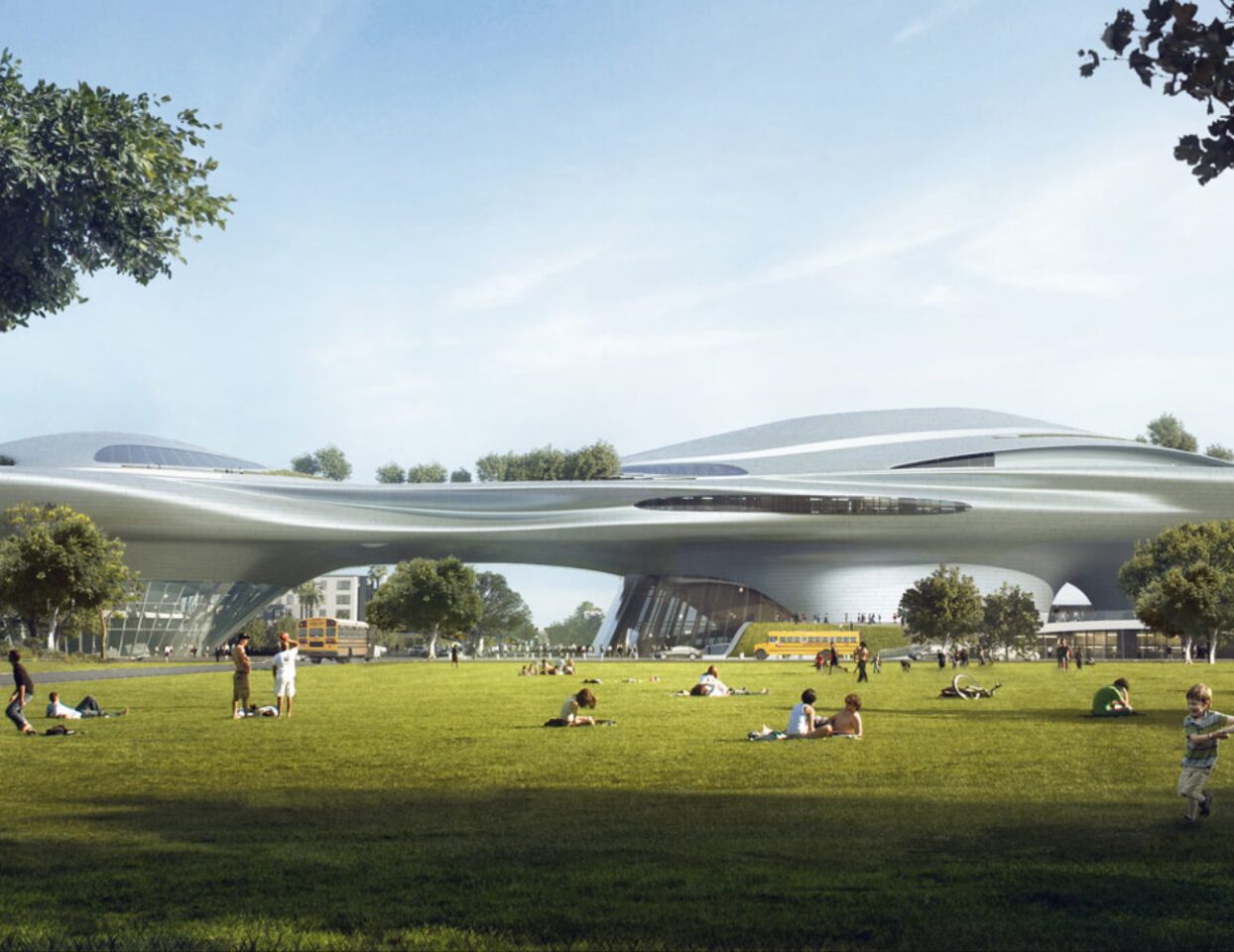The original design for the Lucas Museum of Narrative Art has thankfully been altered from a rather awkward silver volcano-like structure to a sleeker alternative