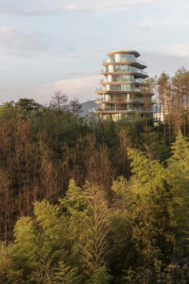 The Huangshan Mountain Village's cluster of residential buildings consist of apartments conceived as quiet retreats