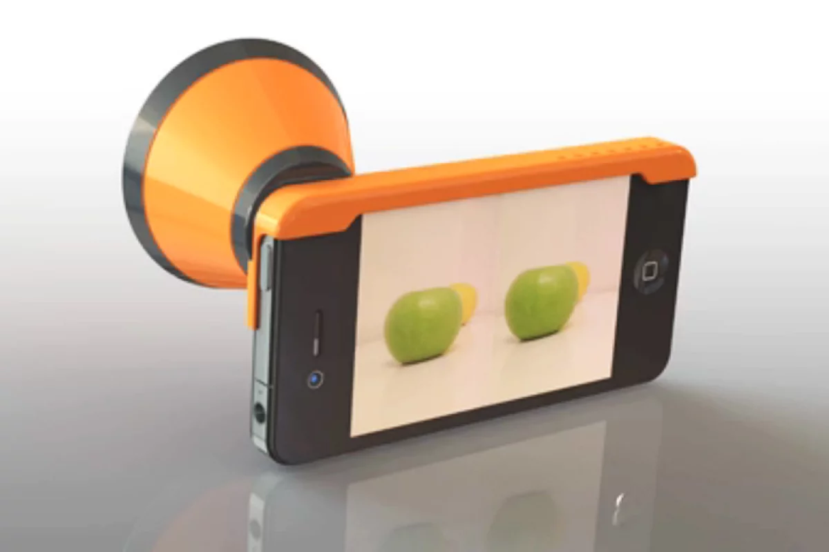 The 3Dcone is an attachment for the iPhone that allows it to capture stereo pair images