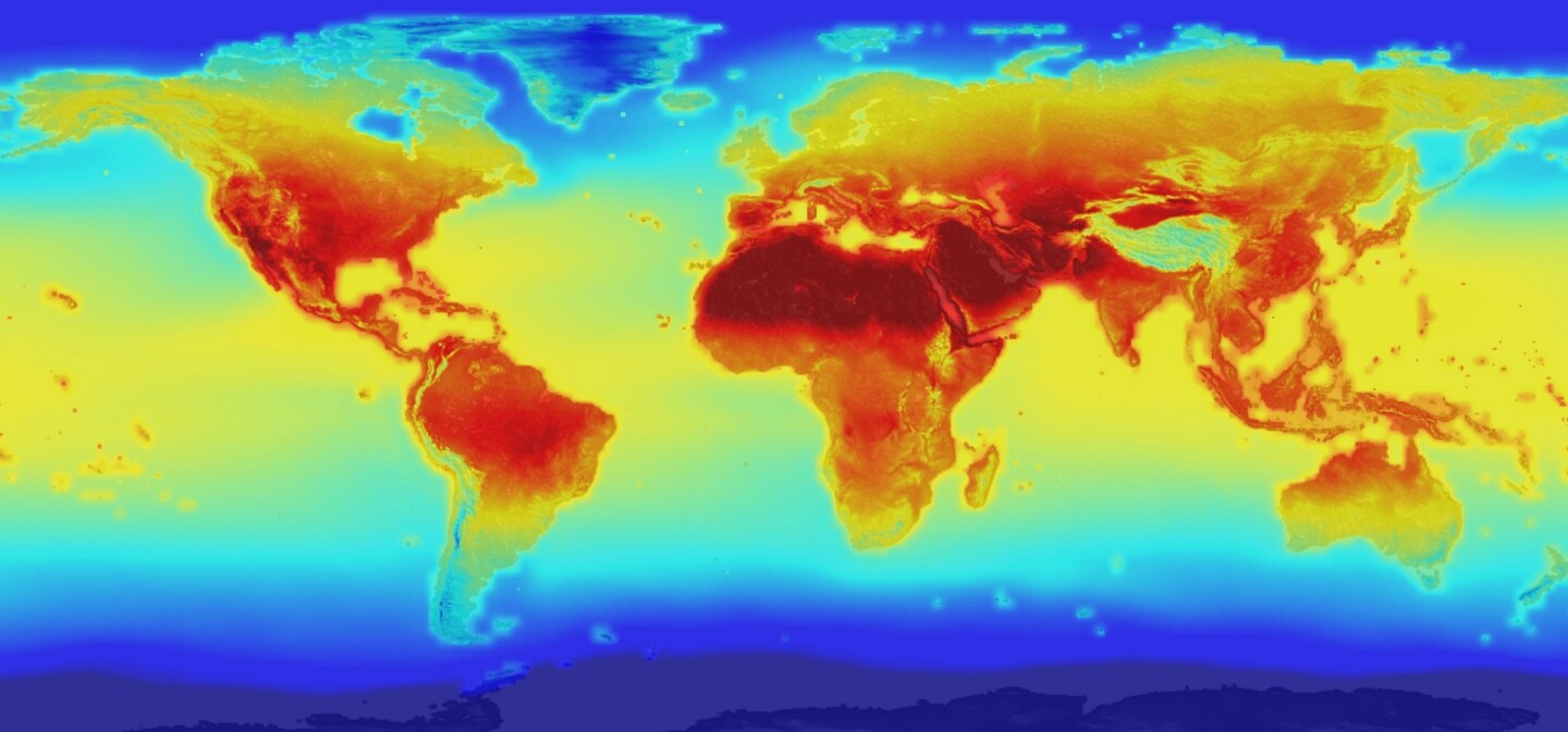 NASA data showing how temperature and rainfall patterns worldwide may change through the year 2100 because of growing concentrations of greenhouse gases in Earth’s atmosphere