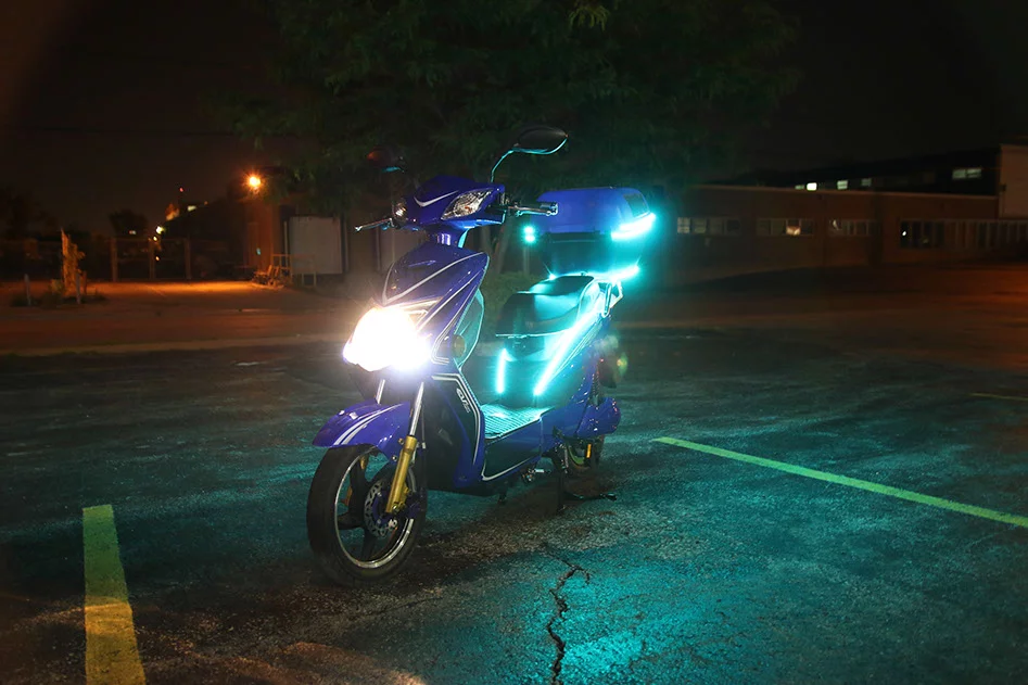 Deluxe and Ultimate editions of the Chameleon come with a rear-mounted storage box fitted with 15 W PV panels and programmable RGB LED light strips
