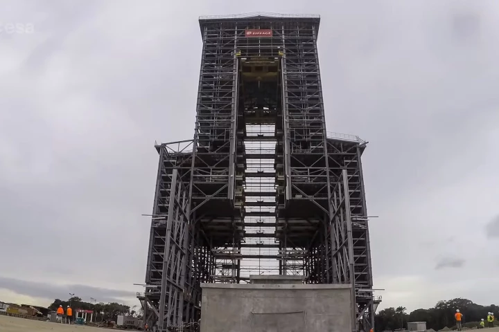 ESA's mobile gantry seen during its first rollout test