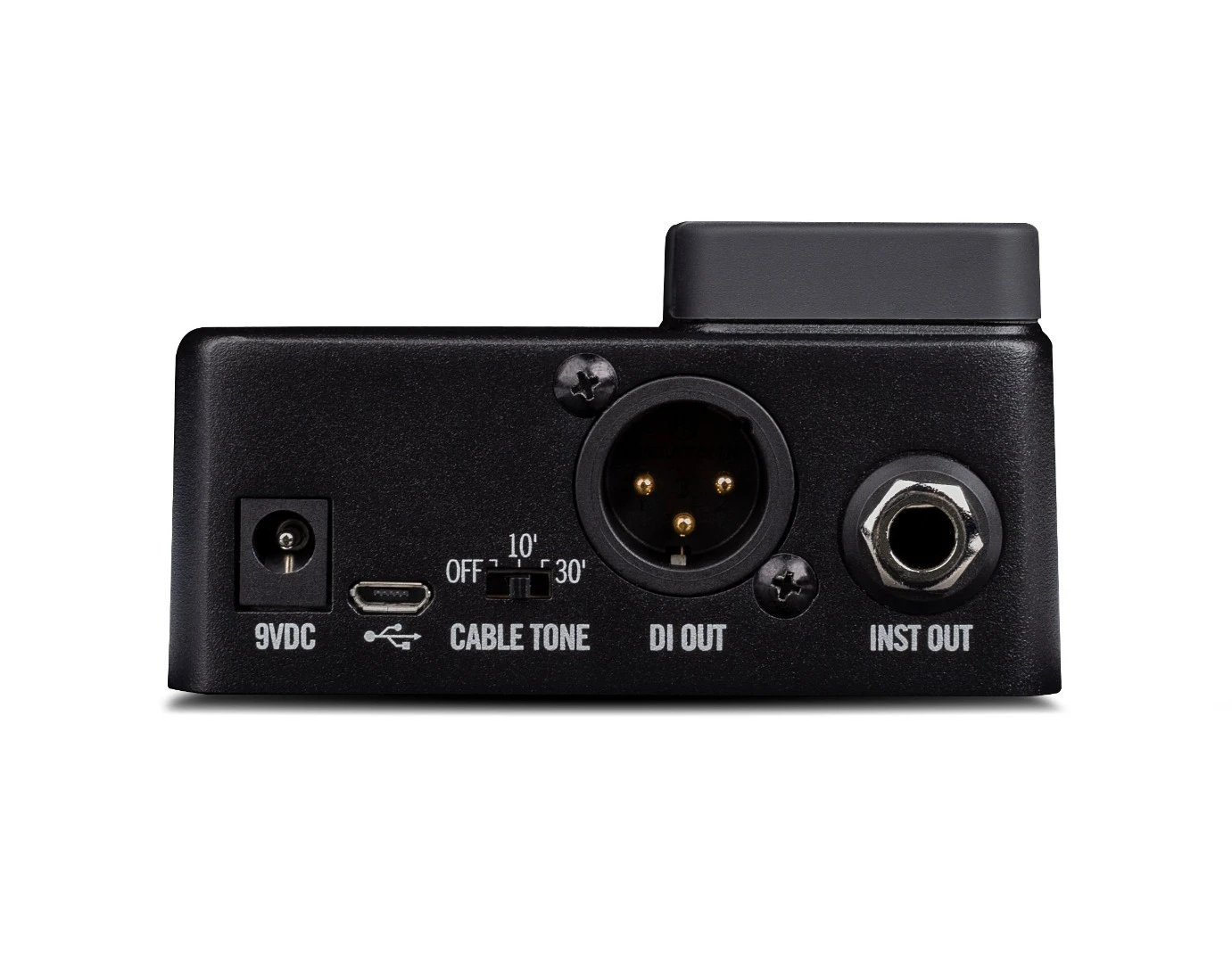 To the rear of the Relay G10S receiver is a 9 V DC power input, a USB power input, an XLR DI output and an instrument jack