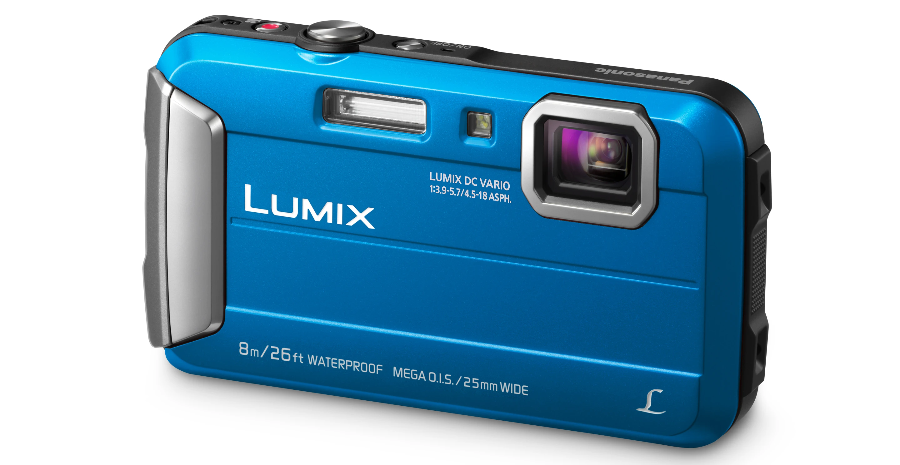 The Panasonic Lumix FT30 (TS30 in the US) is waterproof to 8 m (26 ft), shockproof to 1.5 m (5 ft) and freezeproof to -10°C (14°F)
