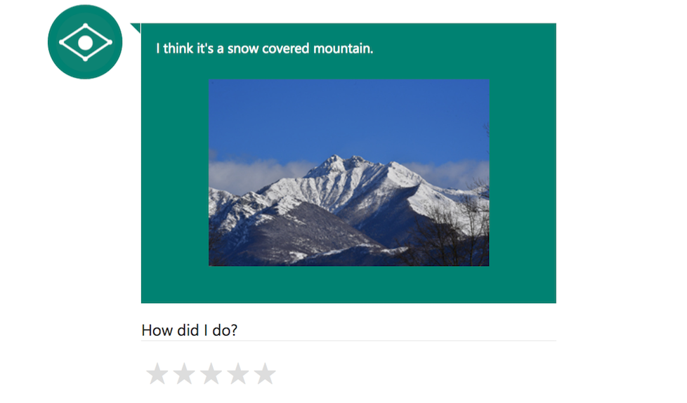 Captionbot lets users upload their own photo, though there's also a range of stock images to use while the system is in testing