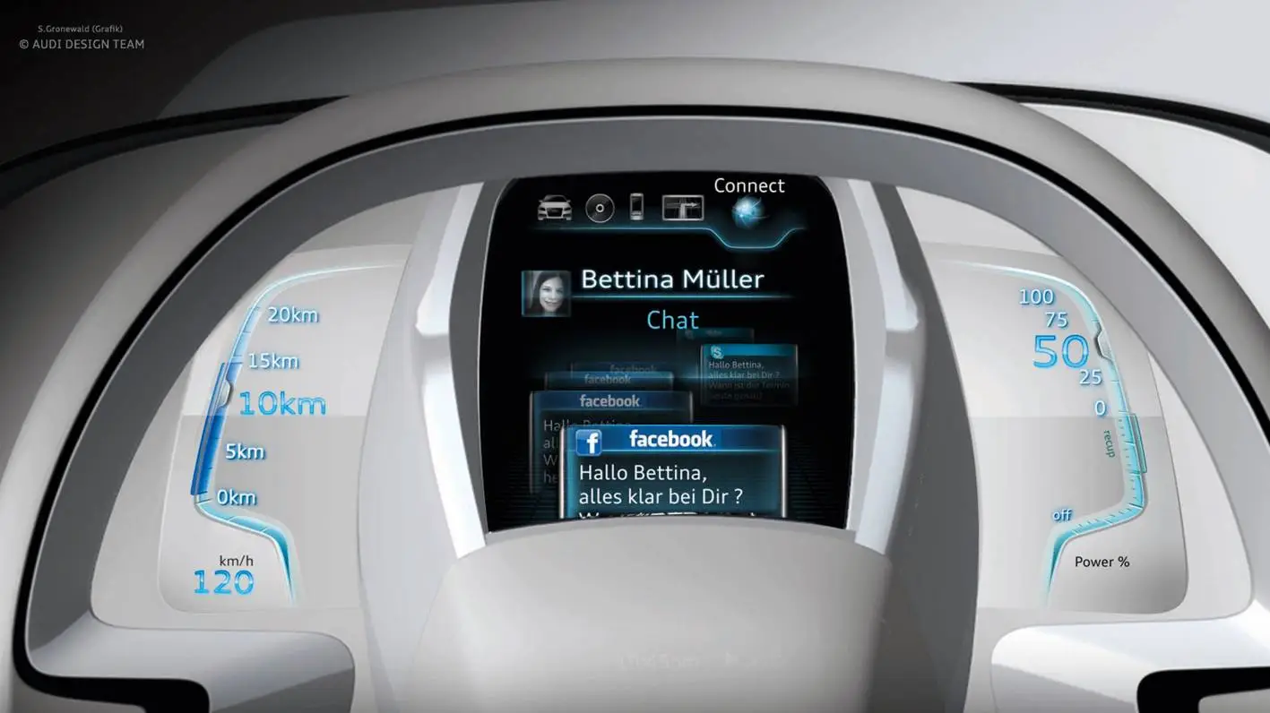 Touchscreen controls are located inside the A2's steering wheel