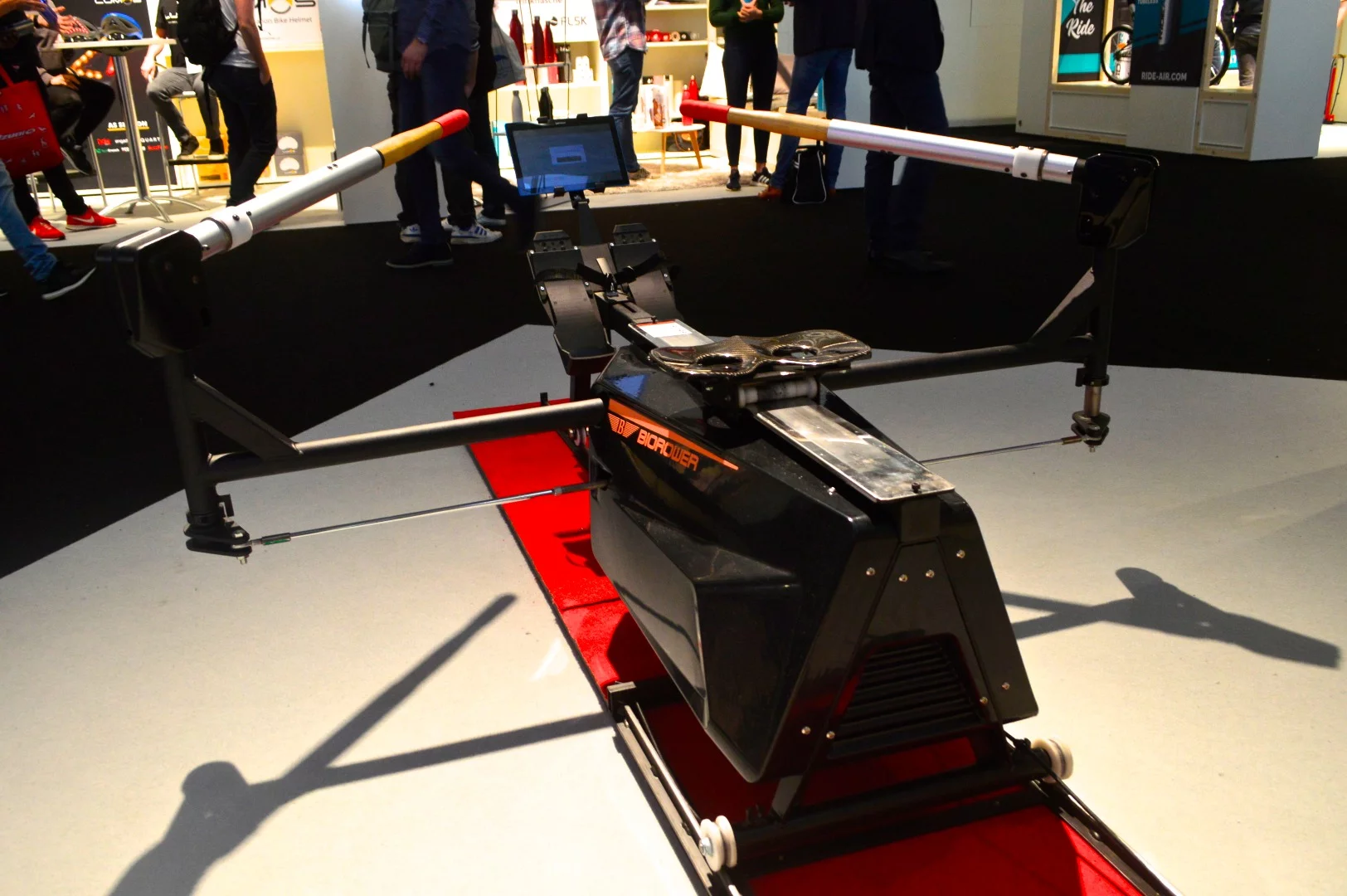 We did a few quick rows on the Biorower, and it felt like a very comprehensive full-body workout. The accompanying tablet app tracks relevant metrics