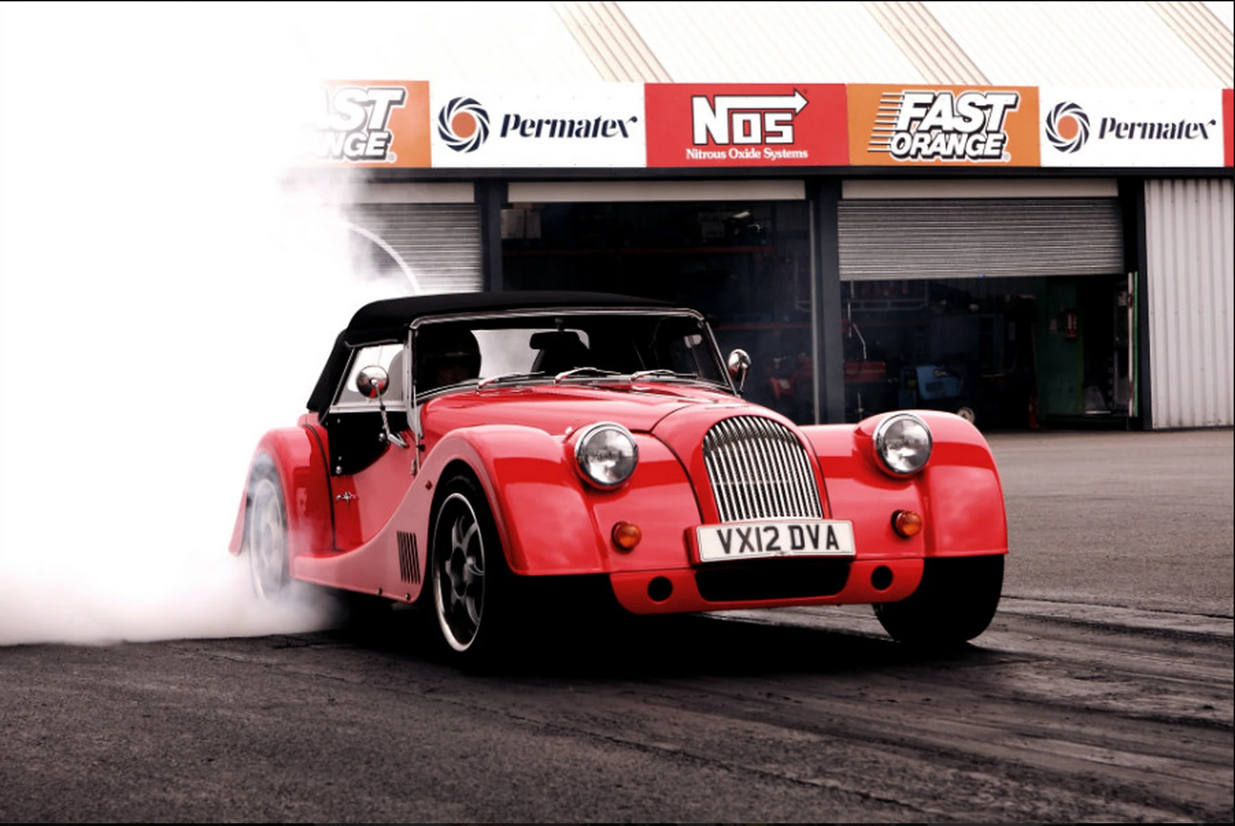 The Morgan Plus 8 Speedster taking off